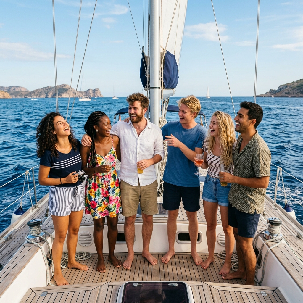 Group on a sailboat
